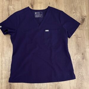 Figs Deep Purple V-Neck Scrub Top